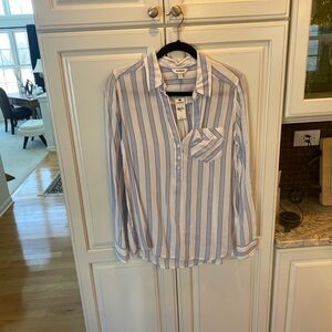 Express Blue and White Striped Shirt